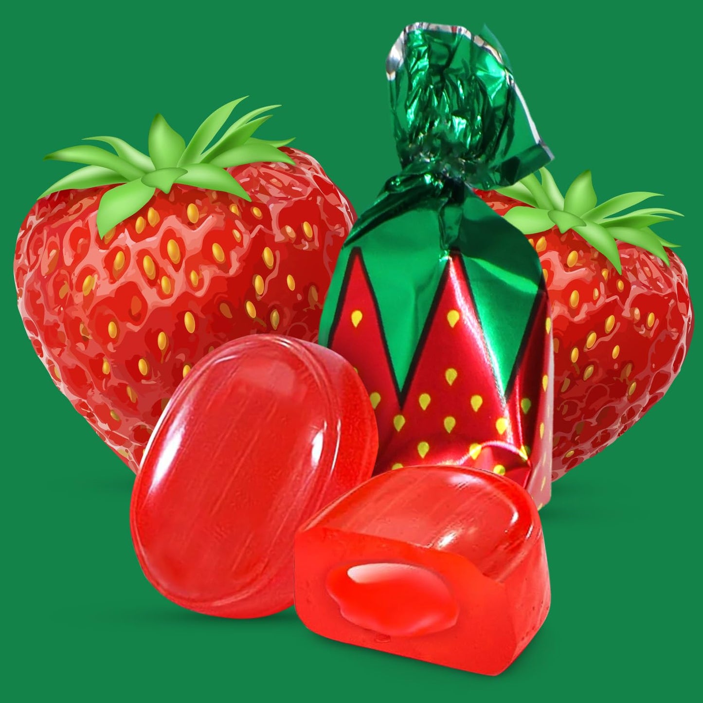 Strawberry Filled Hard Candy Bon Bons 2 lbs Bulk Pack - Individually Wrapped Fruit-Filled Candy  Classic Strawberry Hard Candy for Holiday   Parties  and Snacks