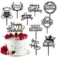 HSDSH Happy Birthday Cake Topper Set, 20PCS Black Acrylic Cupcake Toppers for Birthday Party Decorations