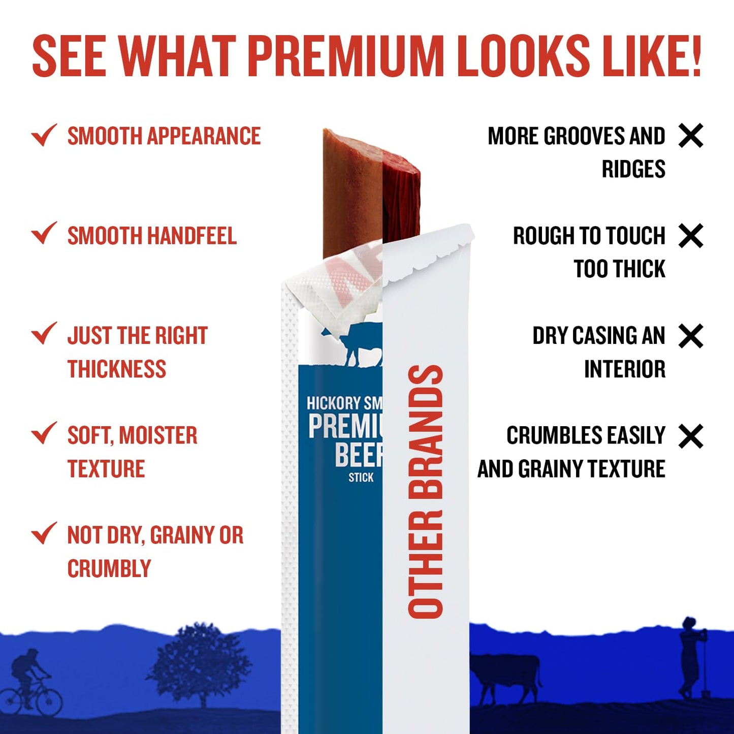 Vermont Smoke & Cure Smoked Beef Sticks - Portable Meat Snack - 1oz - 24 Count