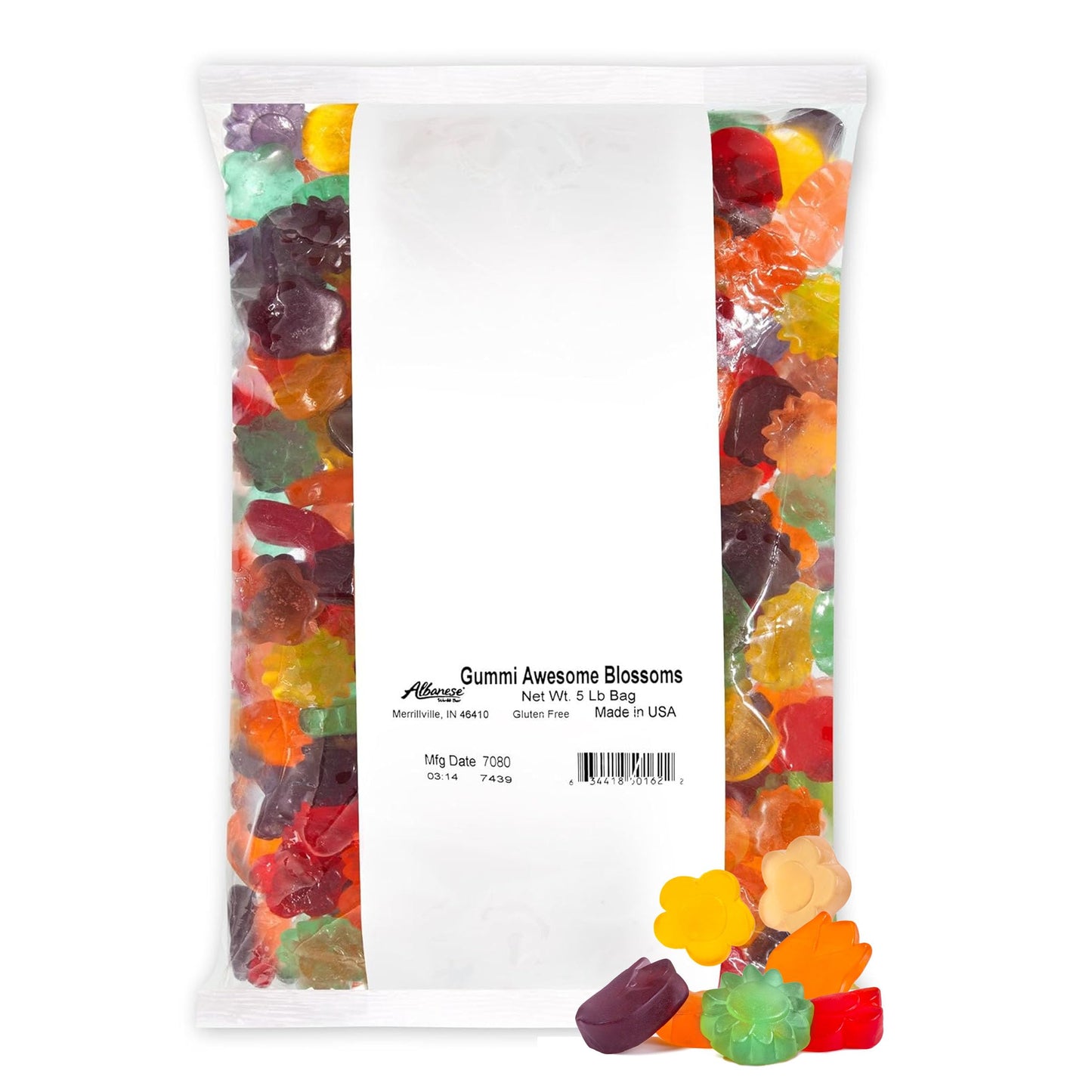 Albanese Gummi Awesome Blossoms, Assorted Colors, 5 Pound Bag, Model 50162