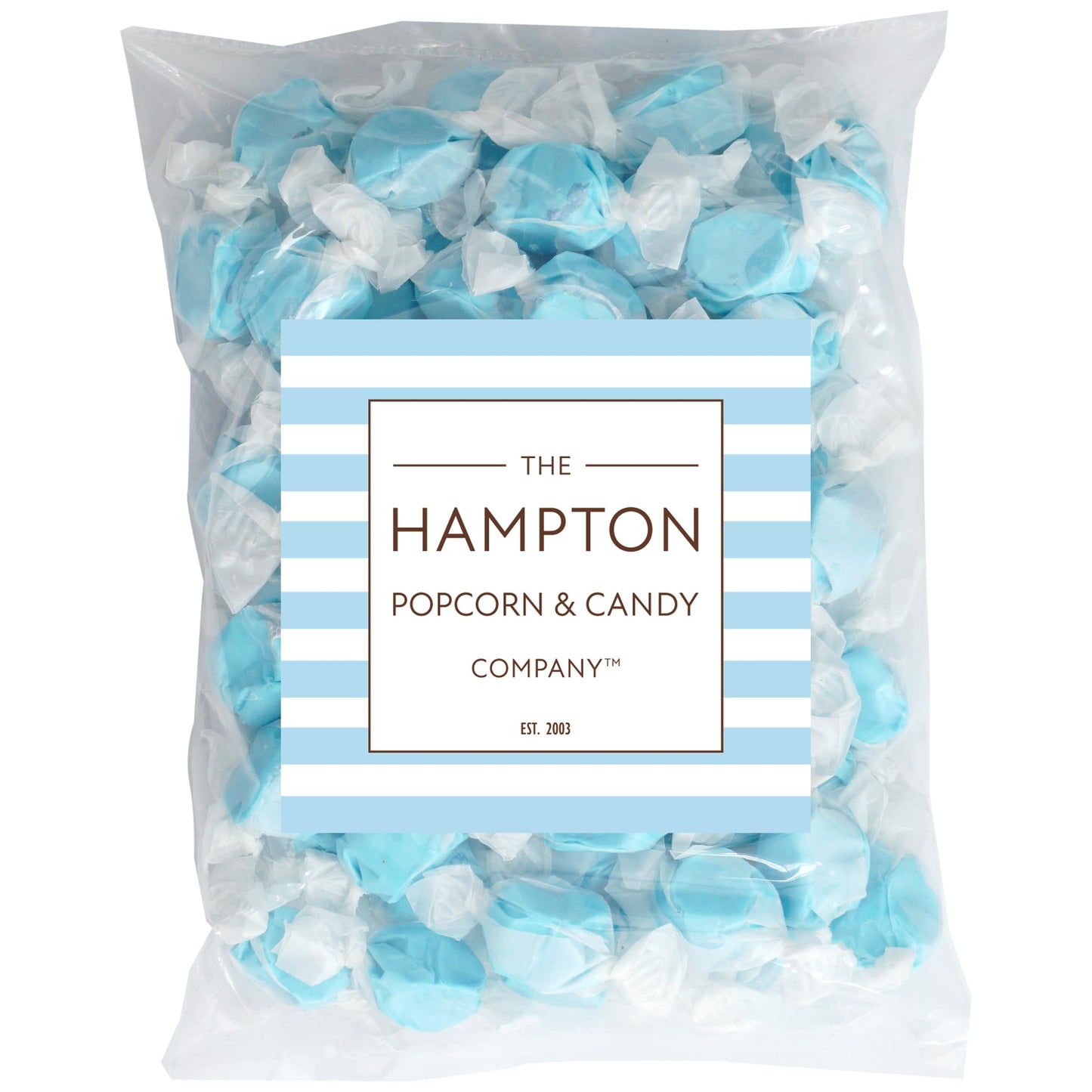 Blue Raspberry Salt Water Taffy, 1 Pound Bulk Bag, Blue Taffy, Individually Wrapped Blue Candy
