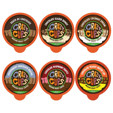 Crazy Cups Decaf Chocolate Coffee Pods Variety Pack, Chocolate Flavored Decaf Coffee For Keurig K Cup Machines, Includes Death B
