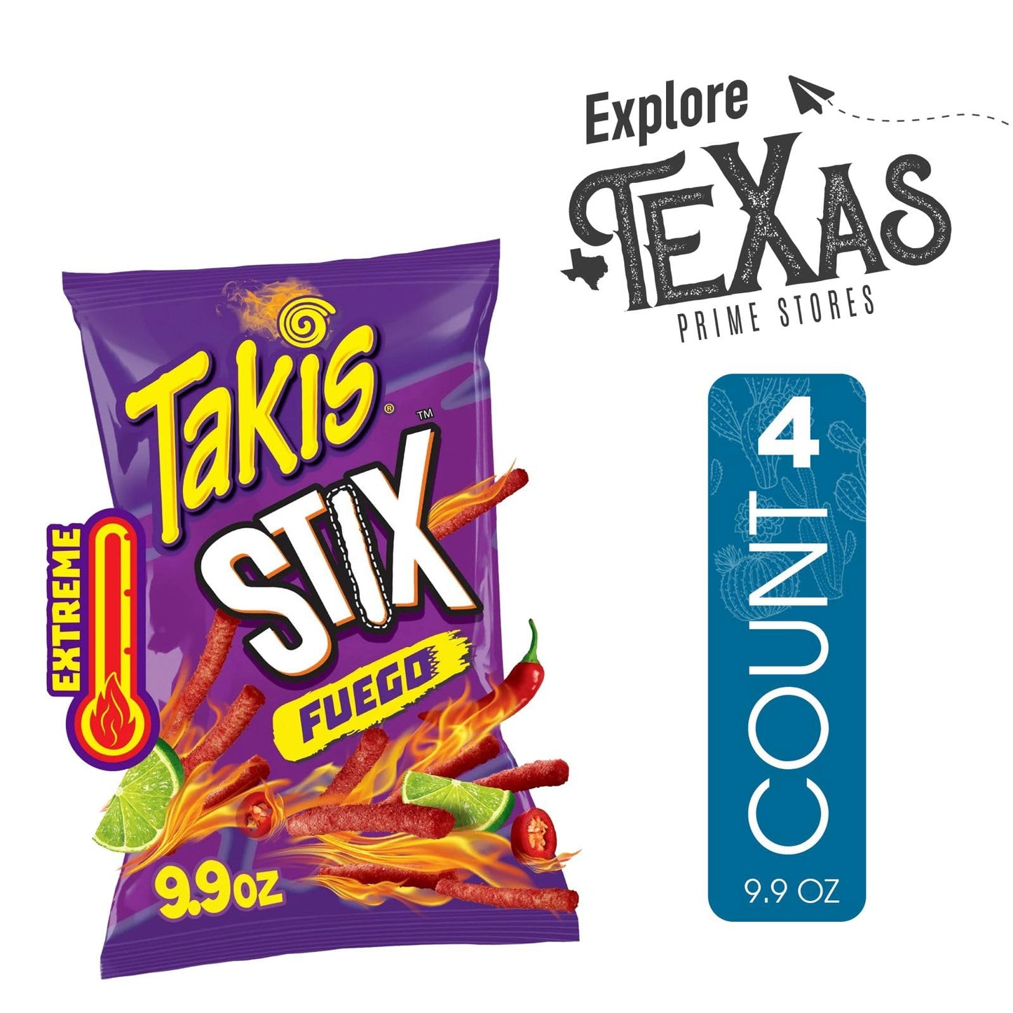 Takis Rolled Tortilla Chips 4-Pack, Hot Chili Pepper, 9.9 oz Bags, Sharing Size