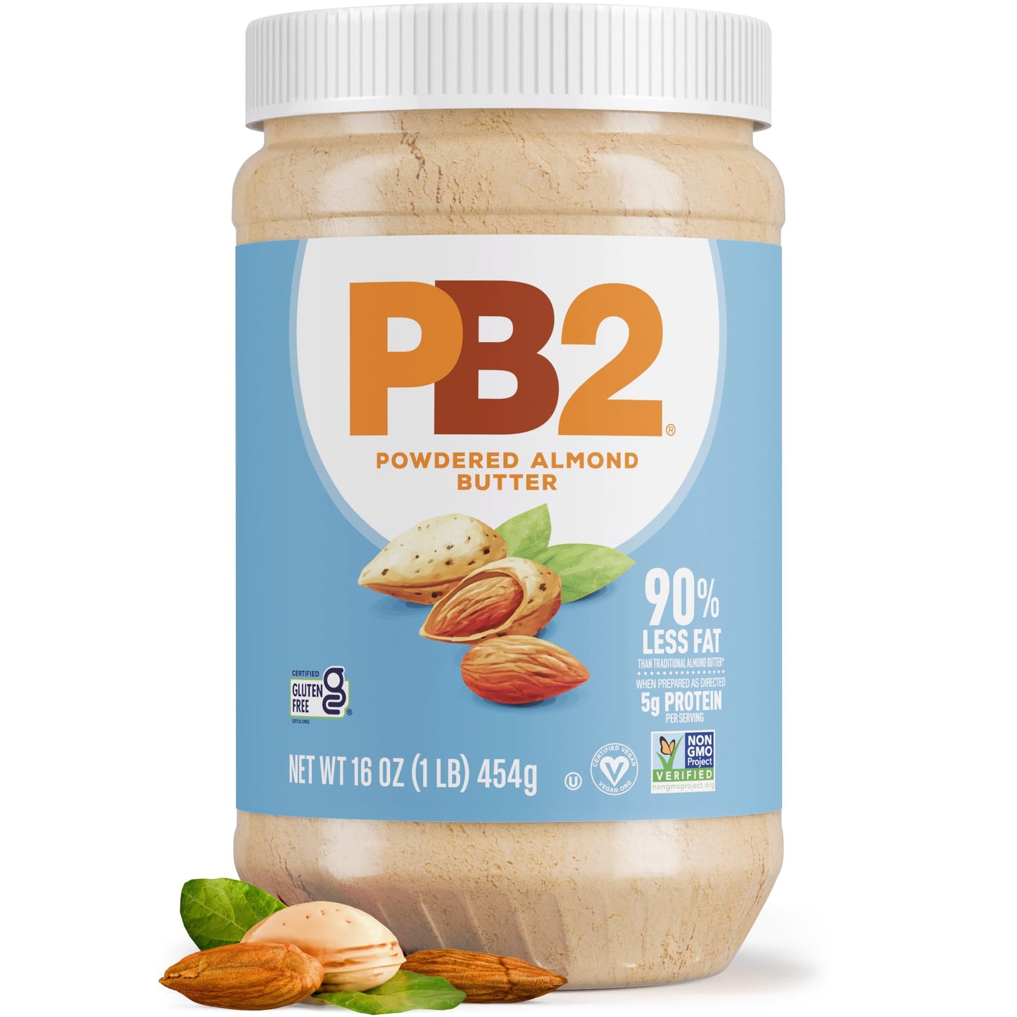 PB2 Powdered Roasted Almond Butter, 16oz Low-Fat Vegan Almond Powder, Low Carb Nut Butter, Non-GMO, Gluten Free, Kosher