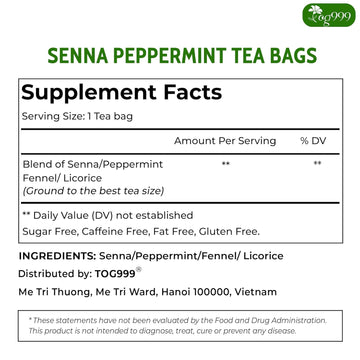 Premium Senna Peppermint Tea Bags. Relieves Constipation Natural Tea