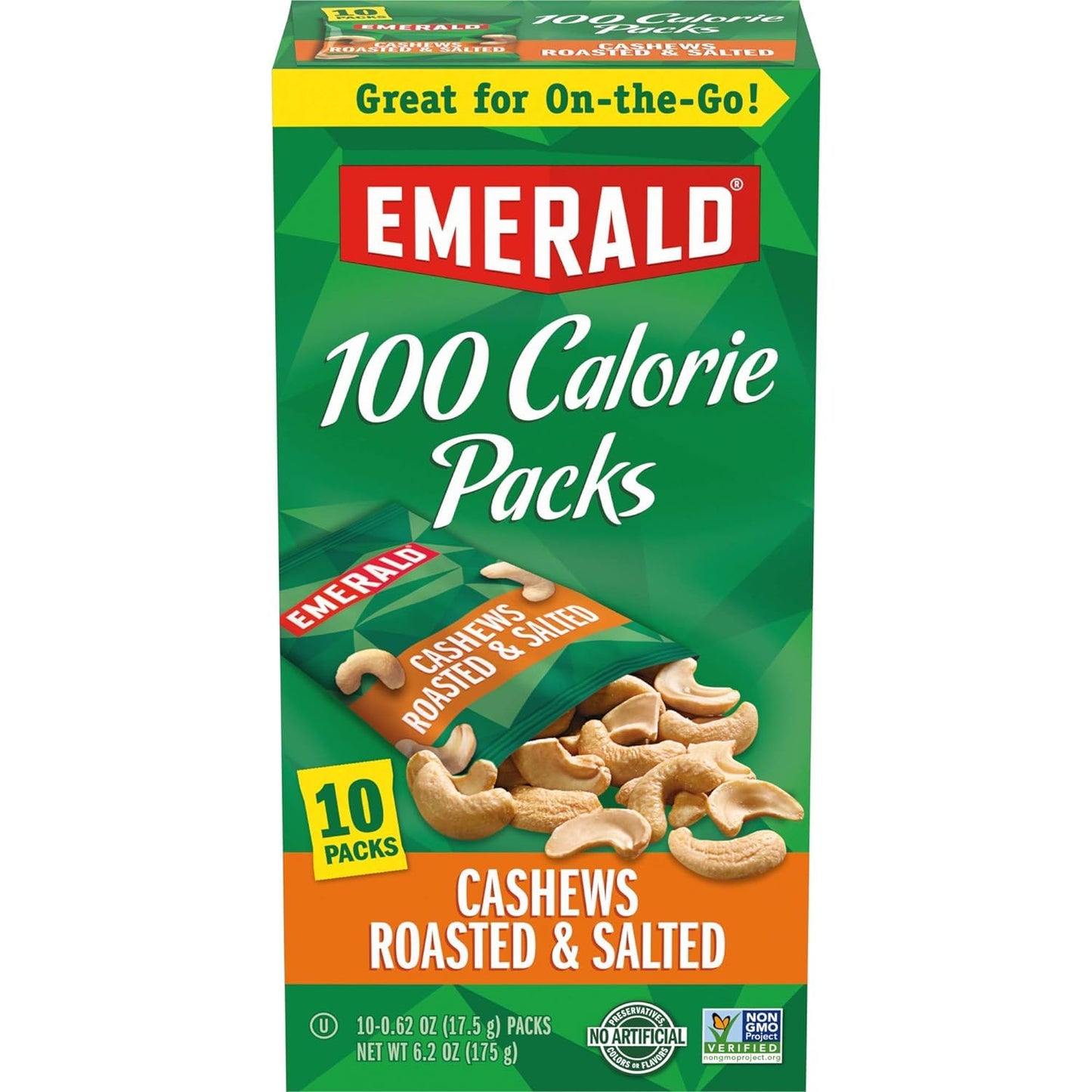 Emerald Cashews Roasted & Salted, 100 Calorie Packs, 10 Count, 6.2 Oz (Pack of 3)