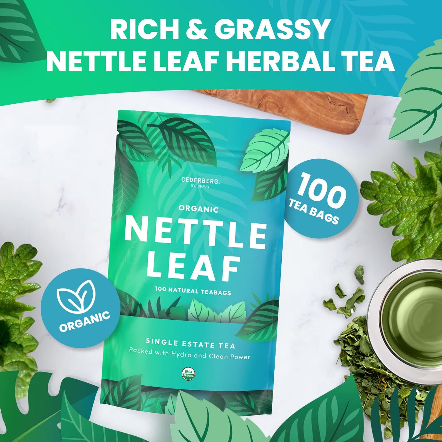 Organic Nettle Leaf Tea | Eco-Friendly Tea Bags | Non-Gmo Caffeine Free Tea With Zero Sugar | Cederberg Tea Company.