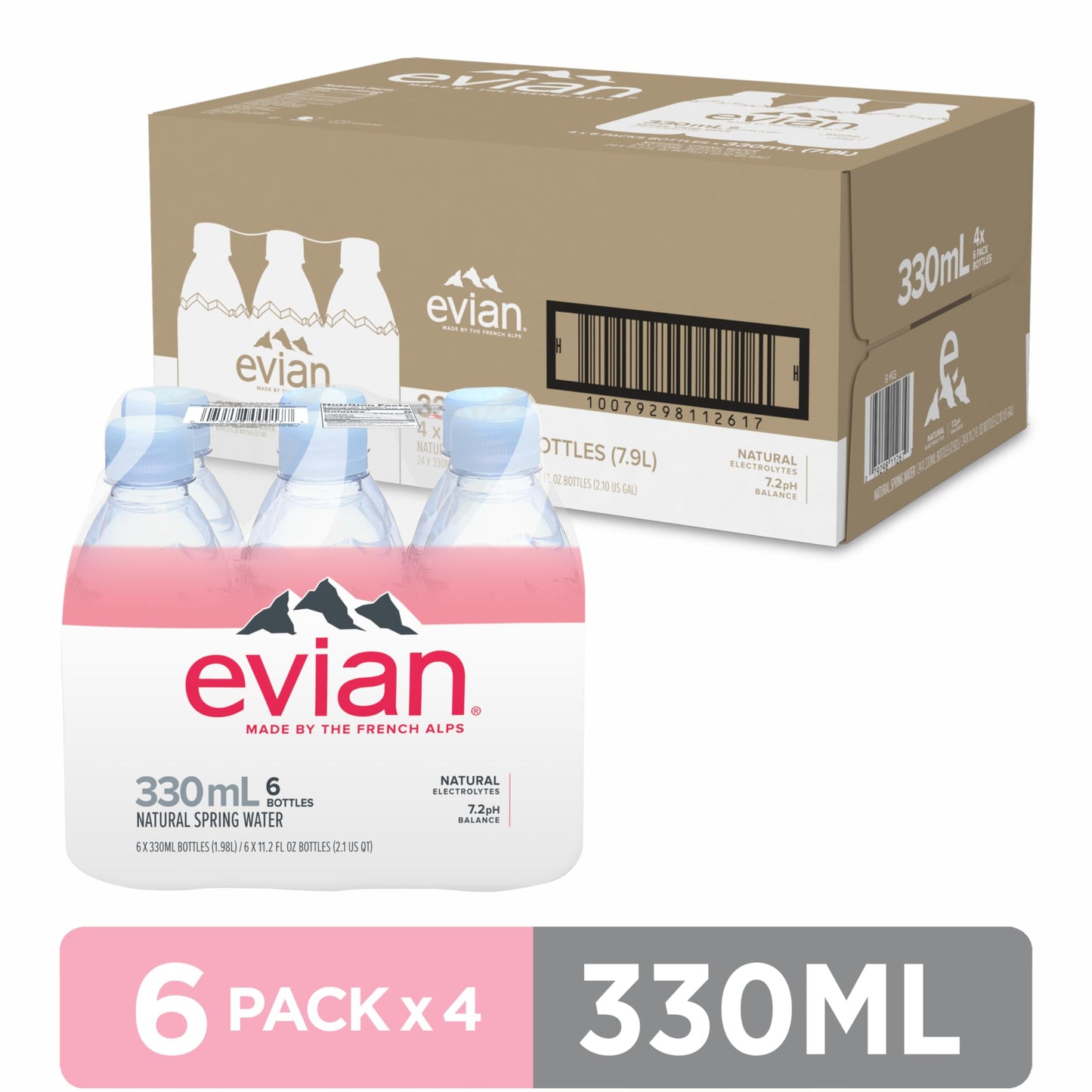 evian Natural Spring Water 330 mL/11.2 Fl Oz (Pack of 24) Mini-Bottles, Naturally Filtered Spring Water Small Water Bottles