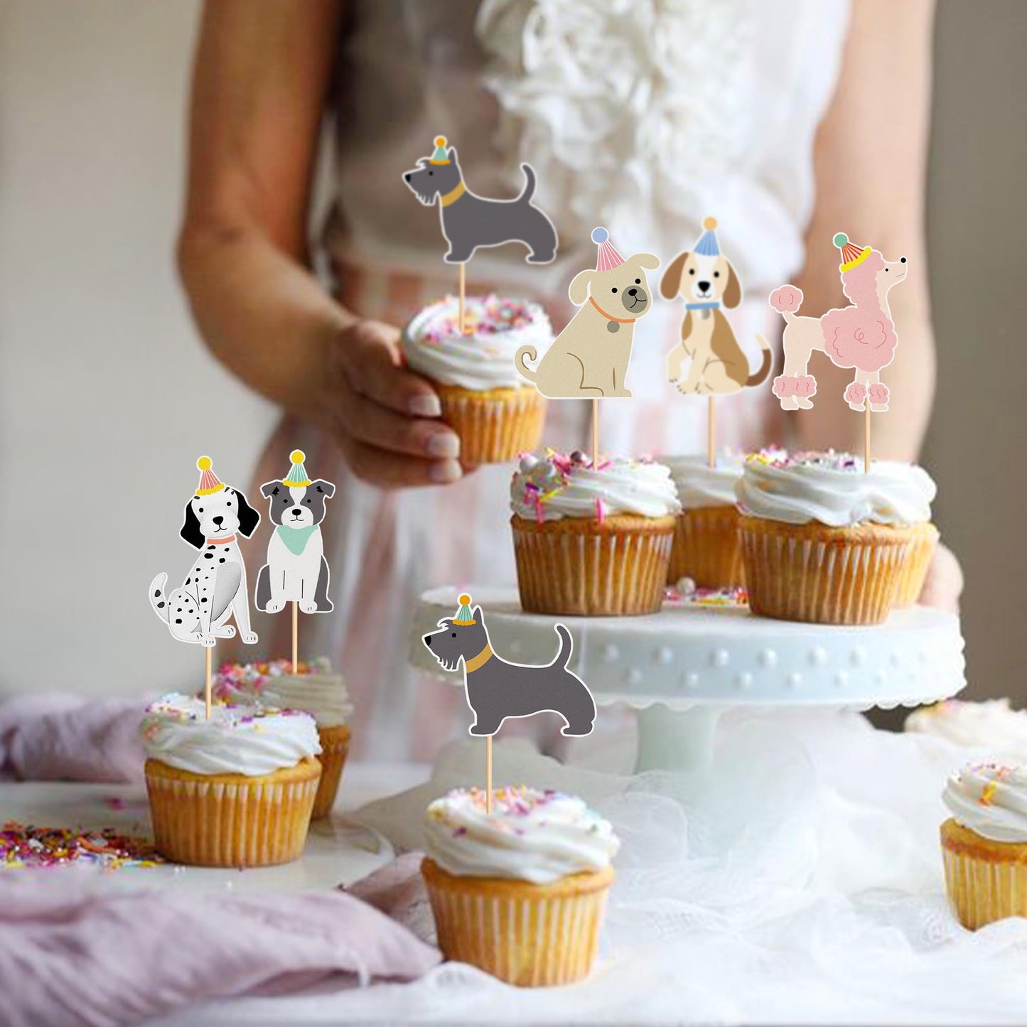 36 Pack Pet Dog Cupcake Toppers Dog Birthday Party Supplies Picks Baby Shower Kid Dog Lover Cake Decorations Supplies