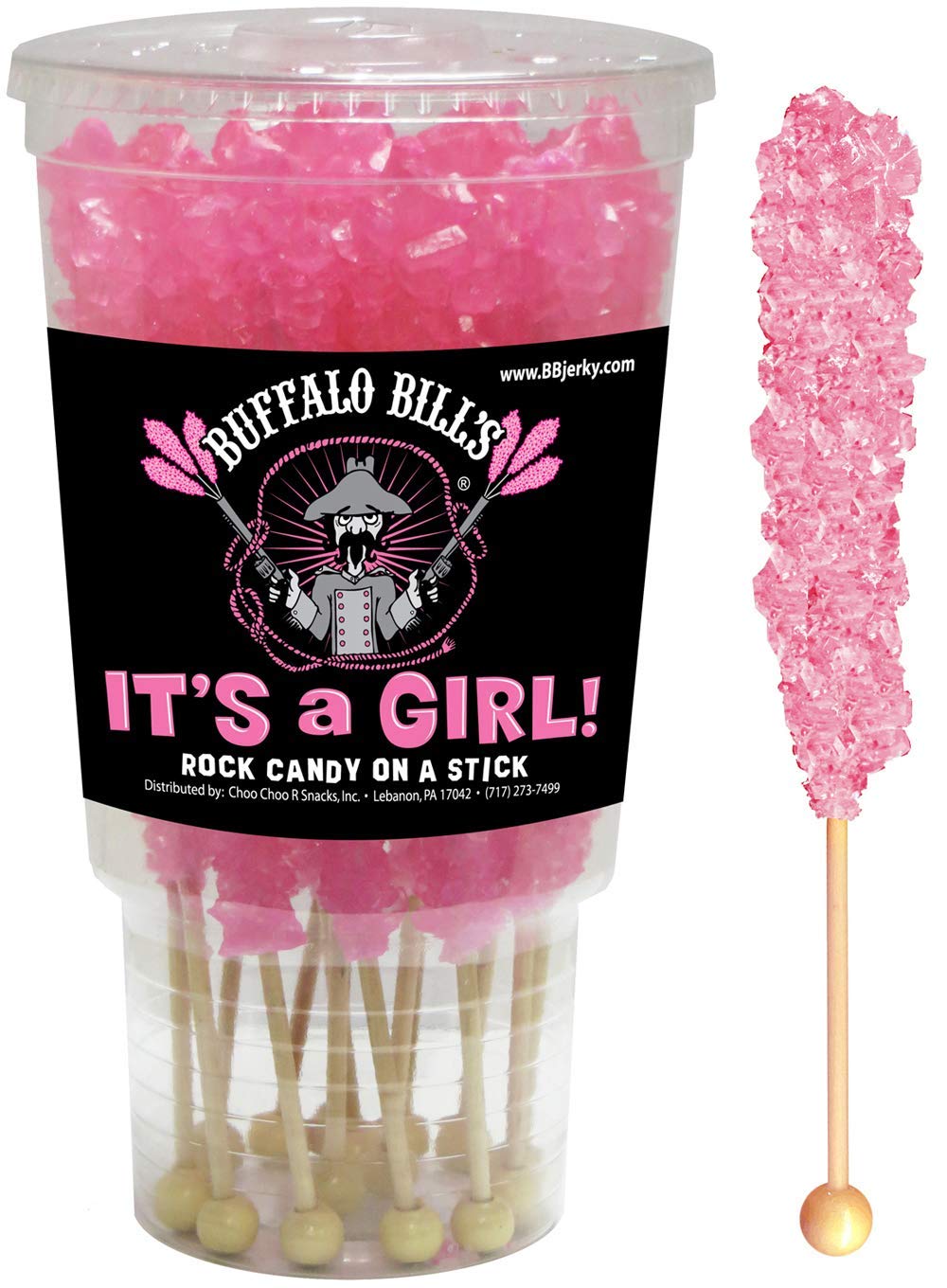 Buffalo Bills It’S A Girl Light Pink Rock Candy On A Stick (12-Ct Cup Wrapped Rock Candy Sticks)