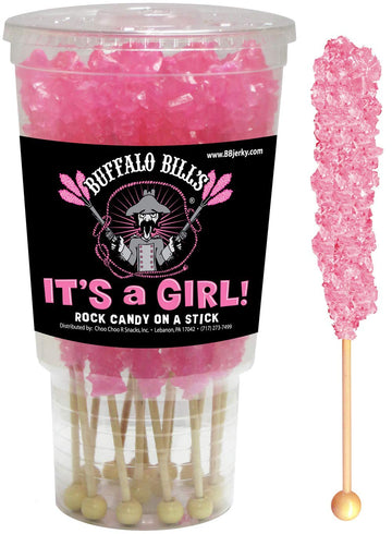 Buffalo Bills It’S A Girl Light Pink Rock Candy On A Stick (12-Ct Cup Wrapped Rock Candy Sticks)