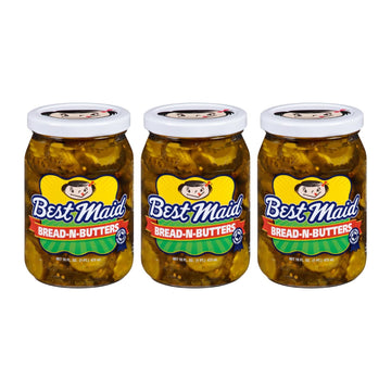 Best Maid Pickles - 9-Item Assortment of Dill, Sweet, Bread & Butter, Okra, and Specialty - 3 or 6 Packs (3 Pack, Bread & Butter