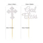 Ercadio Silver Glitter Cupcake Toppers, 24 Piece Set, Paper, Christian Party Decoration
