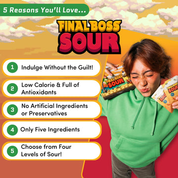 FINAL BOSS Sour Candy Minipacks - Super Sour Snack Challenge, Low Calorie Treat for Kids & Adults - 3 Pack (Level 2)
