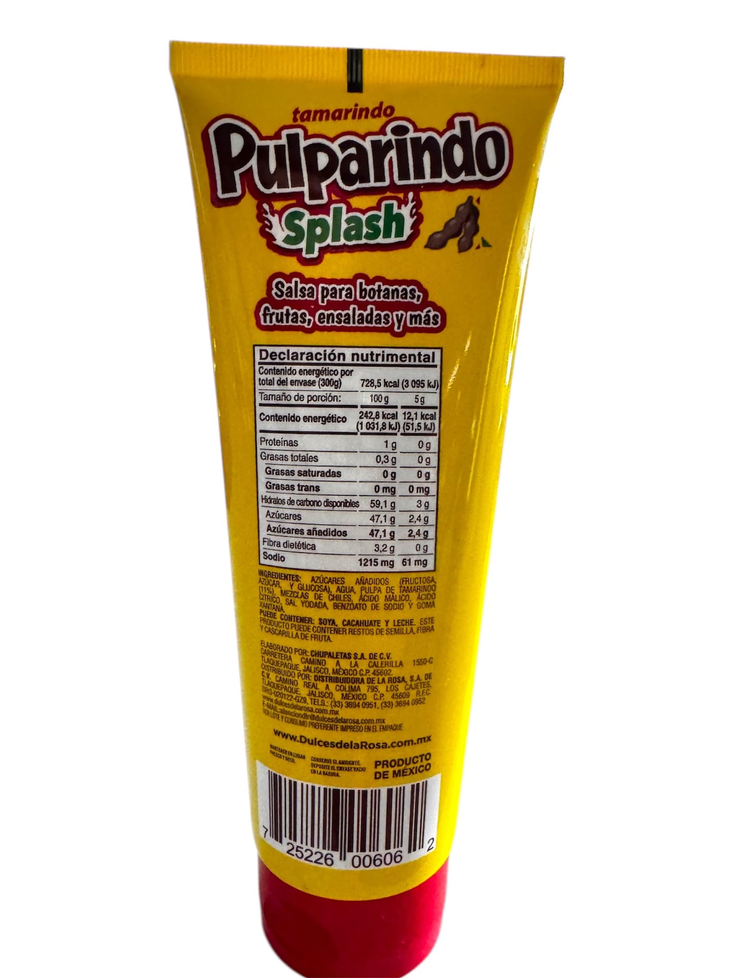 De La Rosa Pulparindo Splash Tamarind Flavor - Single Bottle | Spicy & Sweet Mexican Candy For Snacks, Fruits, Beverages