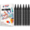 Black Acrylic Paint Marker Pens - 2-3Mm Medium Tip, 6 Pack Permanent Black Water Based Paint Pen For Diy Projects, Paintings For