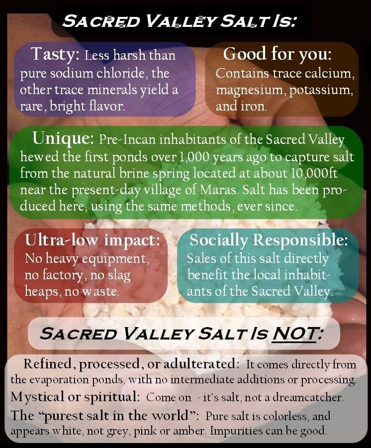 Sacred Valley Salt From Maras, Peru - Small Grain Finishing Salt In Handmade Reusable Canvas Pouch