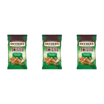 Snyders of Hanover, Sour Cream & Onion Twisted Pretzel Sticks, 12 Oz Bag (Pack of 3)