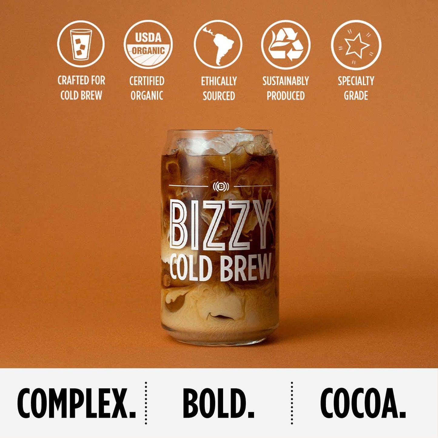 Bizzy Organic Cold Brew Coffee | Dark & Bold Blend | Coarse Ground Coffee | Dark Roast | Micro Sifted | Specialty Grade | 100% Arabica | Brew Bags | 12 Count | Makes 42 Cups