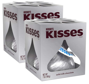 Hershey Giant Silver Kisses Milk Chocolate Valentine's Gift Box - 2 Pack Extra Large Solid Chocolate Candy Treat For Parites, Va