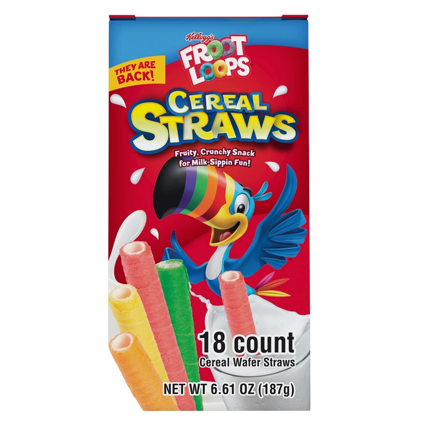 2025 Kellogg'S Cereal Straws Froot Loops Edible Breakfast Straw Alternatives For Milk, 90'S Childhood Nostalgic Treat For Drinki