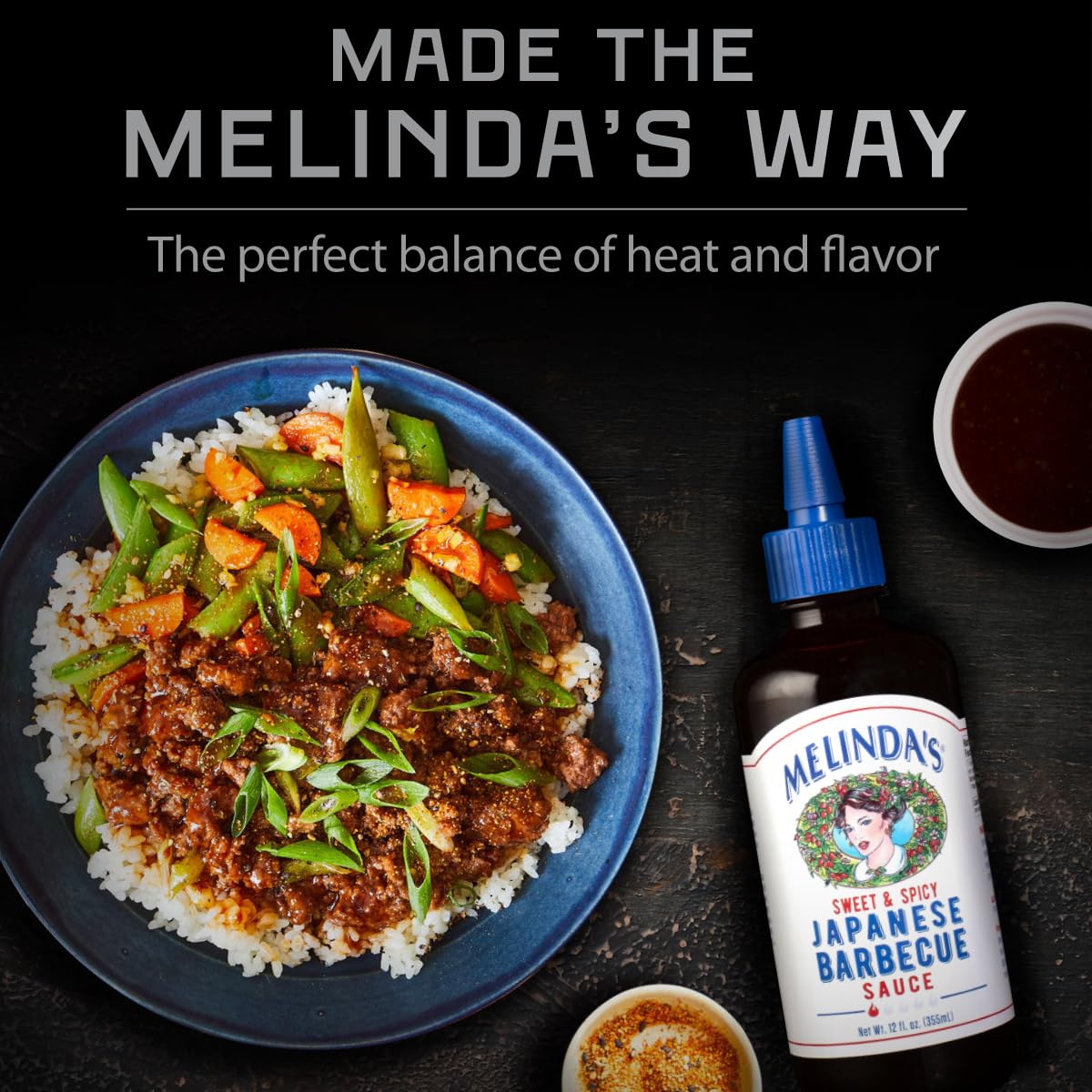Melindas Japanese BBQ Sauce - Gourmet Japanese Spicy Sauce and Marinade Made with Soy, Ginger, Garlic, Red Chilies & Honey - Glu