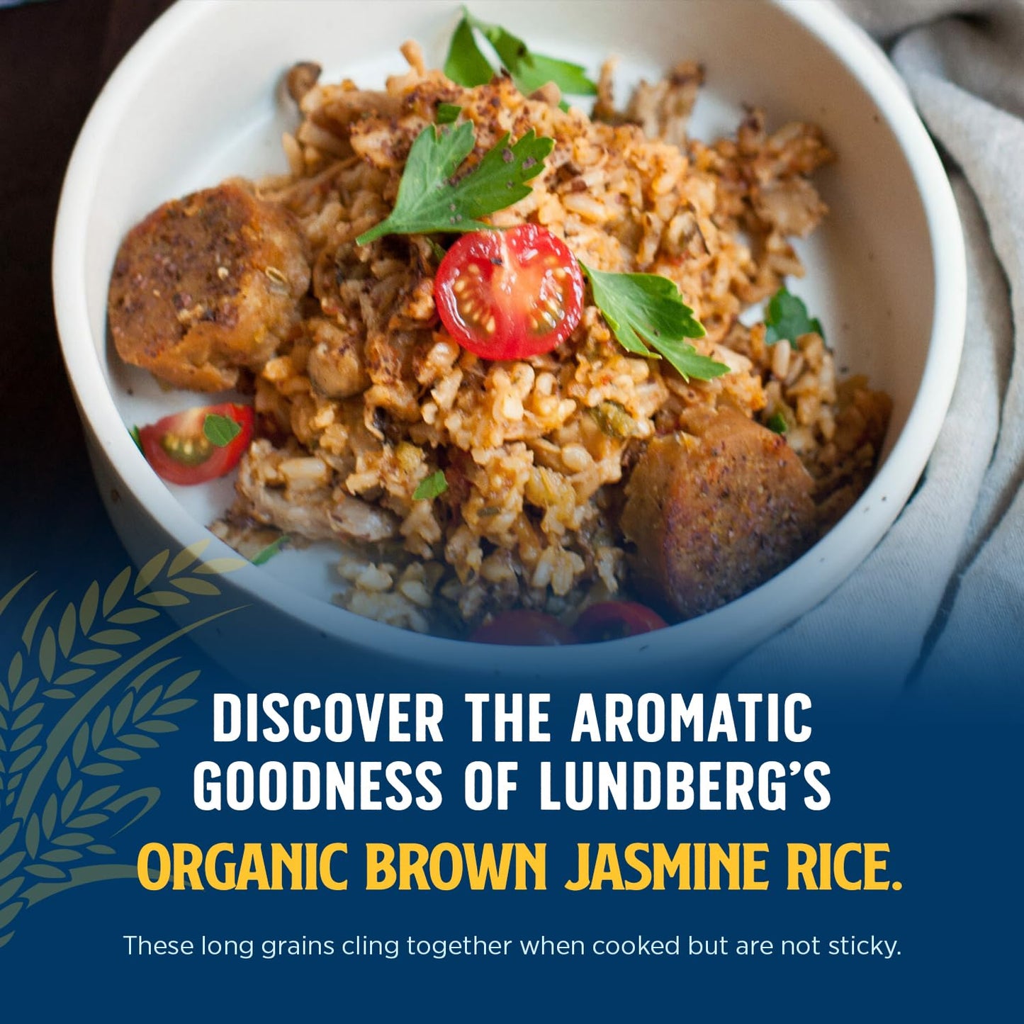 Lundberg Family Farms - Organic California Brown Jasmine Rice, Herbaceous Scent, Clings When Cooked, 100% Whole Grain, High Fibe