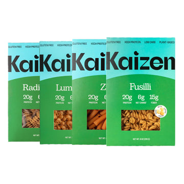 Kaizen Pasta Variety Pack - Keto  Low Carb  High Protein (20g)  Gluten-Free  Keto-Friendly (6g Net)  Plant-Based Lupini Noodles with High Fiber Lupin Flour