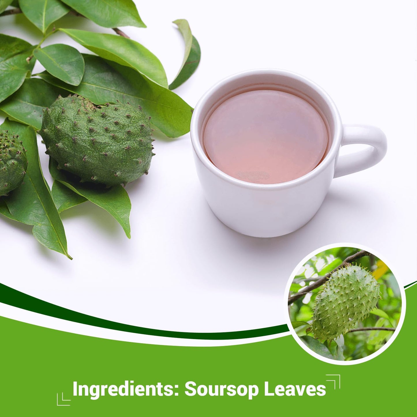HIIHONE Soursop Leaf Herbal Tea - Caffeine & Sugar Free, 40 Teabags, 40 Count