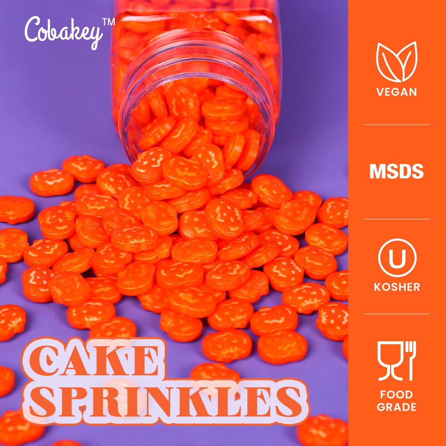 Halloween Sprinkles For Cake Decorating, Pumpkin Sprinkles Perfect For Halloween Dessert Party 3.52 Ounce
