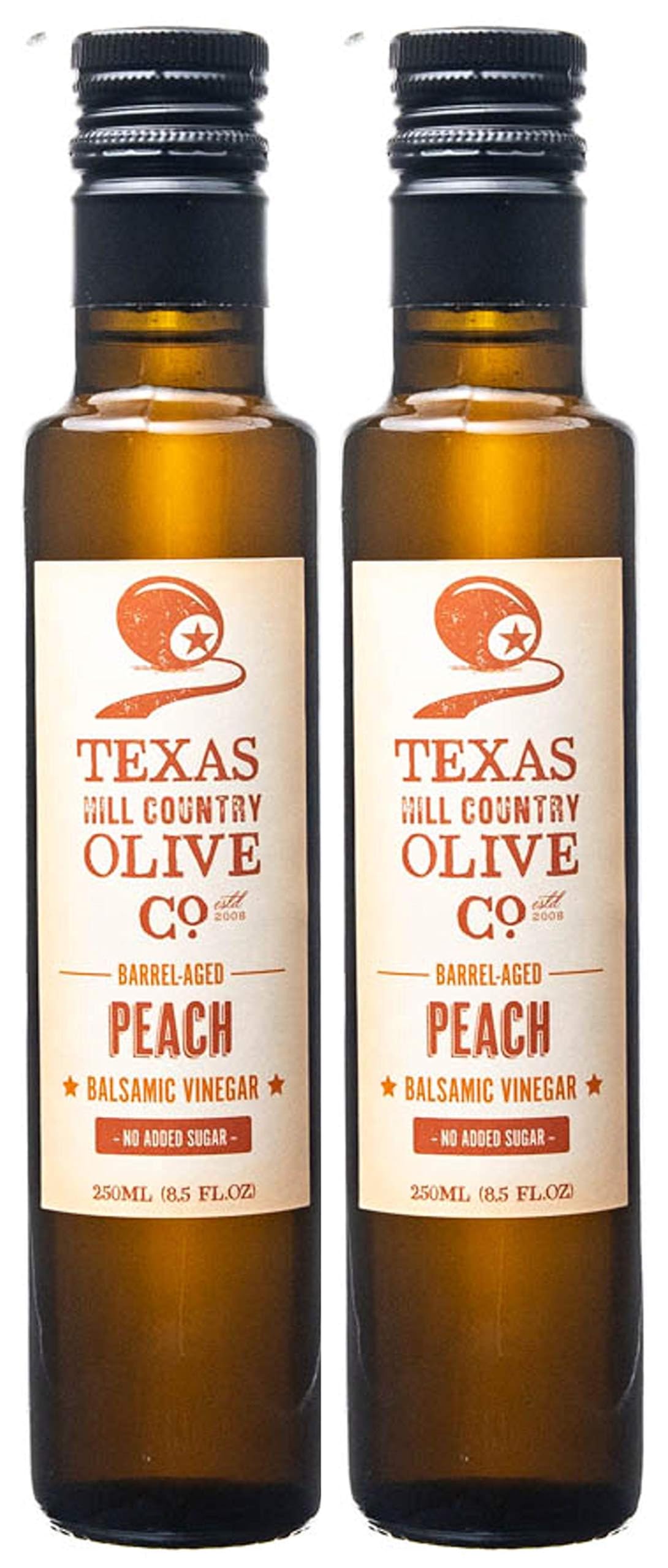 Texas Hill Country Olive Company Peach Balsamic Vinegar - Gourmet Infused, No Artificial Flavors, 8.45 Fl Oz (Pack of 2)