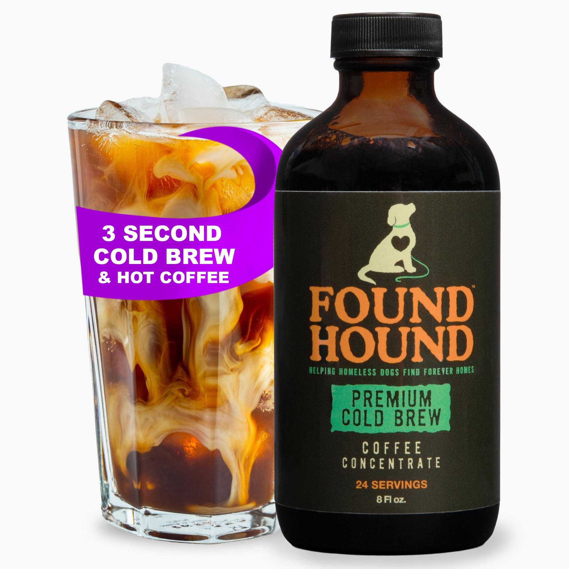 iHeartDogs Cold Brew Coffee Concentrate - Low Acid, 8 Fl Oz, Instant Iced Coffee and Hot Drinks