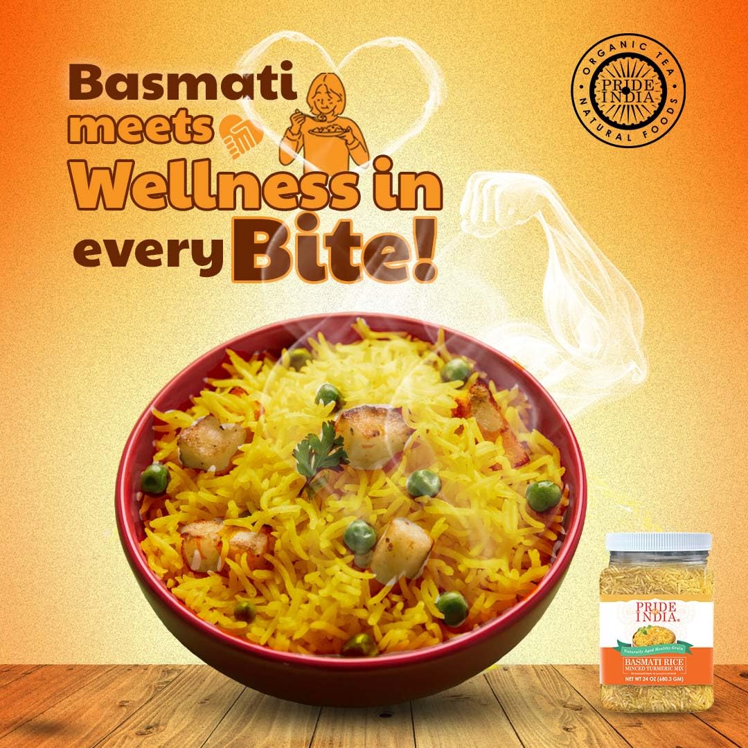 Pride Of India | Extra Long Basmati Rice With Minced Turmeric 24 Oz (680.3 Gm) | Naturally Aged Healthy Grain | Perfect For Pila