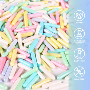 Pastel Sprinkles For Cake Decorating, Sujoygar 4.05Oz Edible Colorful Sugar Rods Sprinkles For Baking Cupcake Toppers Cookie Wed