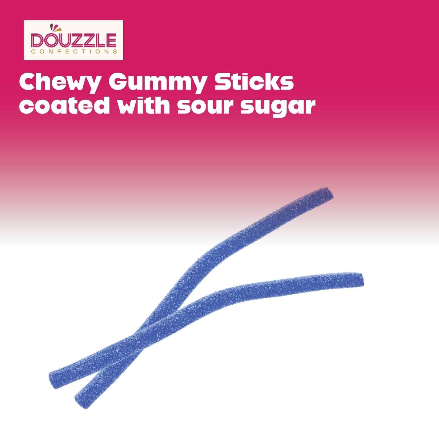 DOUzzle Back To School Sour Sticks Chewy Candy Straws Blue Raspberry (3.5 OZ - 1 Pack) Goodie Bag Stuffer, Pinata Filler - Koshe