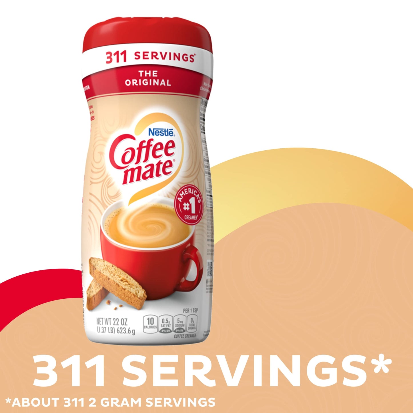 Coffee-mate Non-Dairy Powdered Creamer, Original, 22 oz Canister, 12/Carton