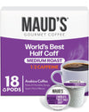Maud's Half Caff Coffee Pods, 18 ct, Medium Roast Coffee in Recyclable Single Serve Pods - 100% Arabica Coffee, Compatible with 