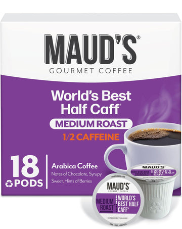 Maud's Half Caff Coffee Pods, 18 ct, Medium Roast Coffee in Recyclable Single Serve Pods - 100% Arabica Coffee, Compatible with 