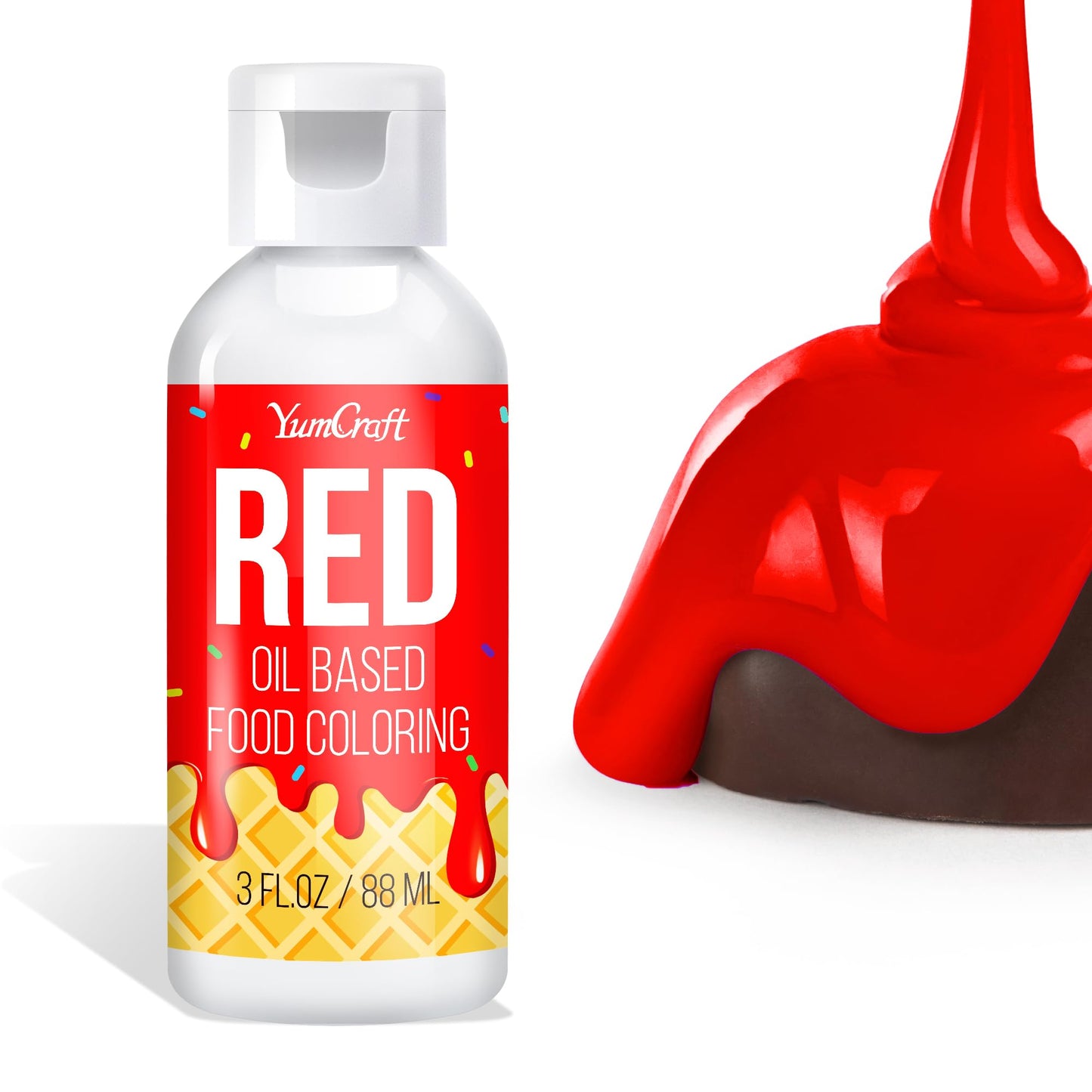 YumCraft Oil Based Food Coloring for Chocolate, 3 Fl Oz, Red - Vibrant Color for Baking, Candy Melts, Frosting