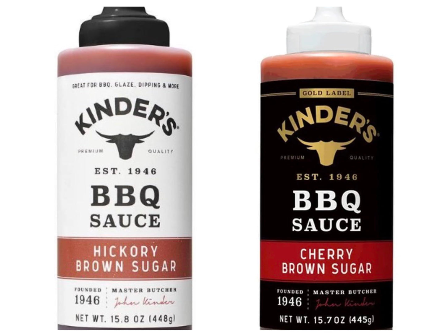 Kinders Marinades, BBQ, Dipping & Wing Sauces - 2 bottles (Brown Sugar Variety Set - Hickory & Cherry)