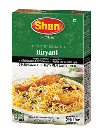 Shan Biryani Recipe and Seasoning Mix 1.76 oz (50g) - Spice Powder for Tasty and Spicy Meat Layered Pilaf - Suitable for Vegetar