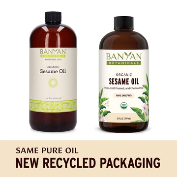 Banyan Botanicals Sesame Oil - Organic & Unrefined Sesame Oil For Skin, Body, Hair & More - Multiple Sizes - 24 Oz - Non Gmo Sus