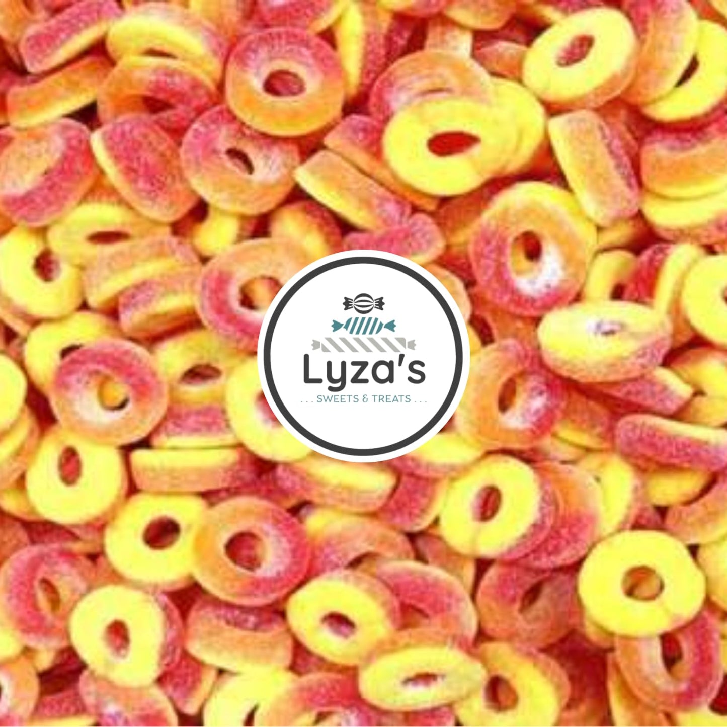 LYZAS SWEETS & TREATS Peach Rings Gummy Candies - HALAL Certified - 2.2 LB Bulk Bag