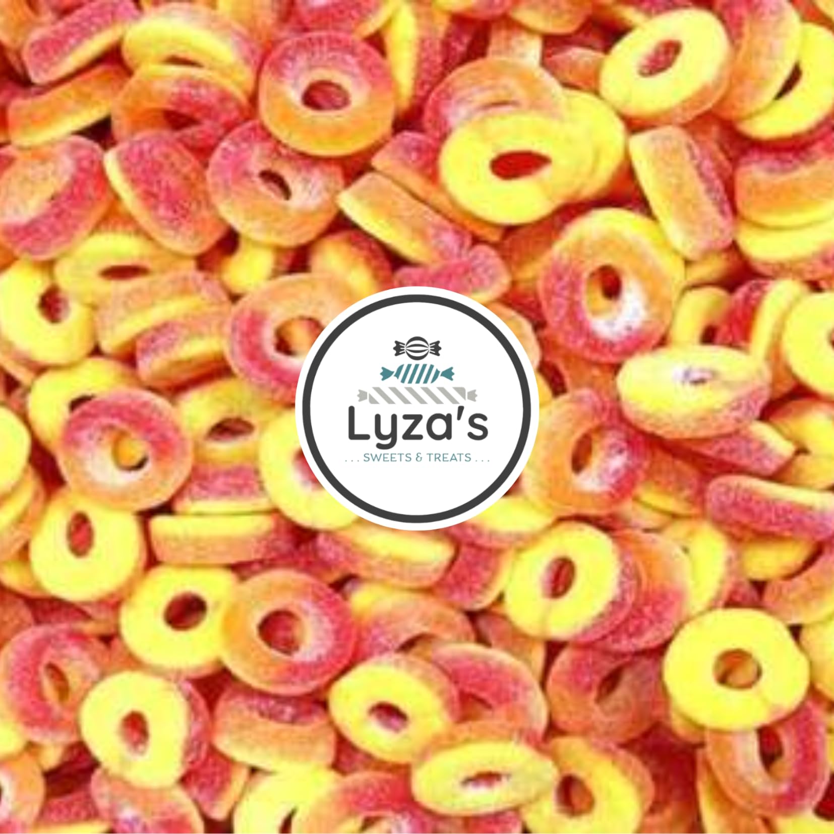 LYZAS SWEETS & TREATS Peach Rings Gummy Candies - HALAL Certified - 2.2 LB Bulk Bag