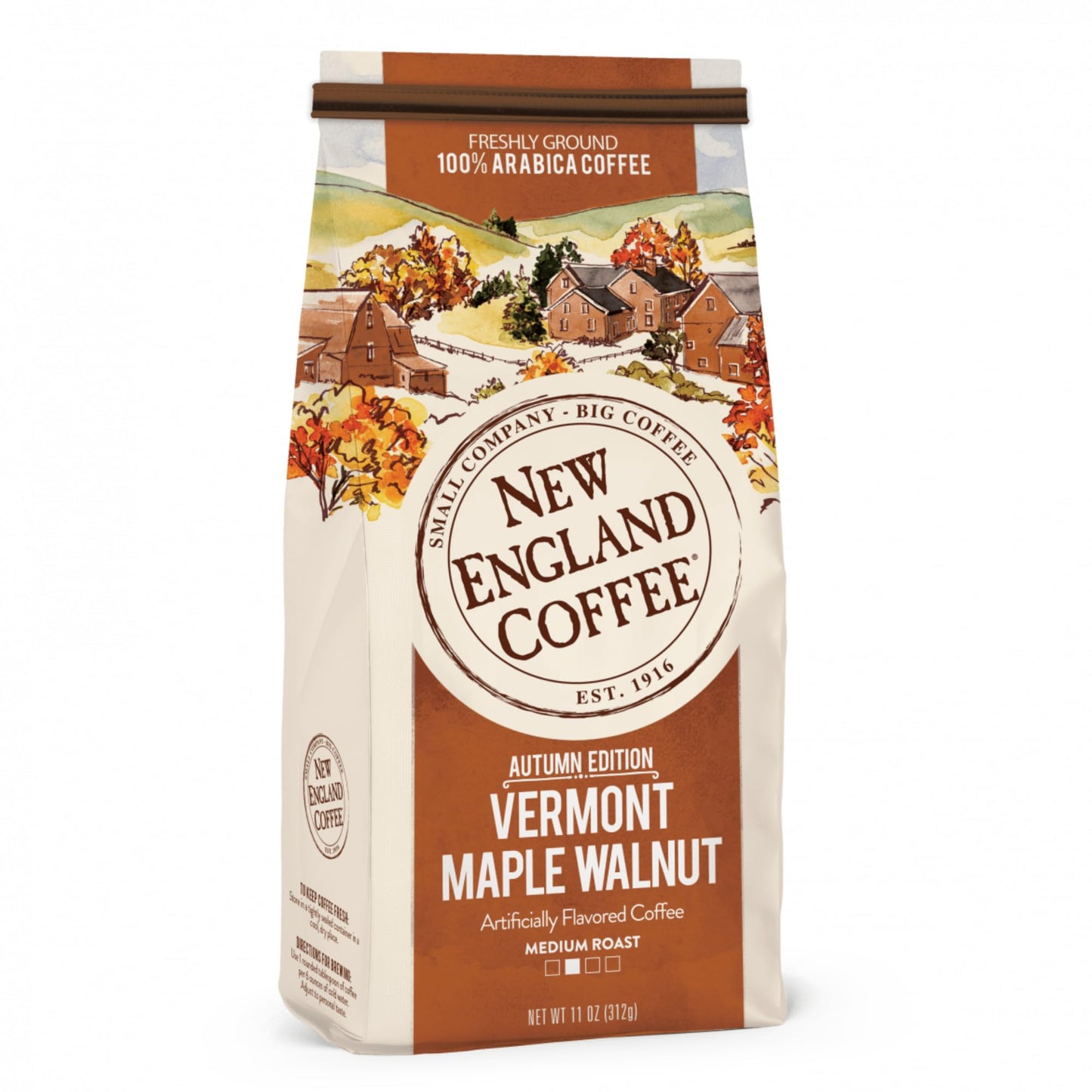 New England Coffee Vermont Maple Walnut Ground Coffee, Medium Roast, 11oz Bag