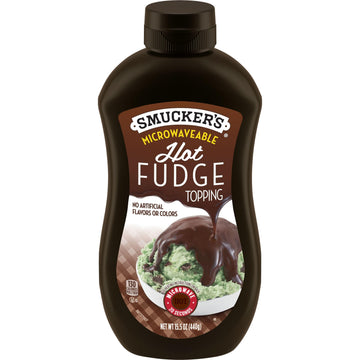 Smuckers Hot Fudge Topping, 15.5 Ounces (Pack of 6), Microwavable Squeeze Bottle
