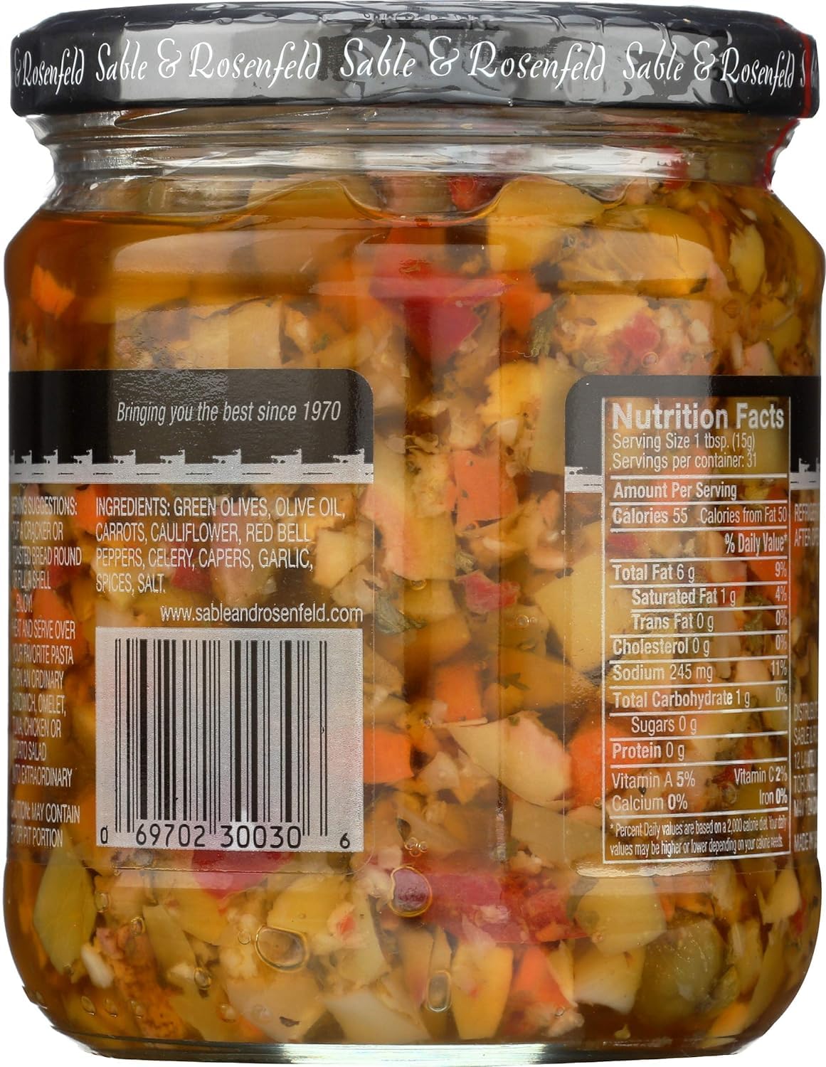 Sable & Rosenfeld Mediterranean Olive Bruschetta - Gluten-Free Green Olive Sandwich Spread with Olive Oil for Muffuletta, Sandwi