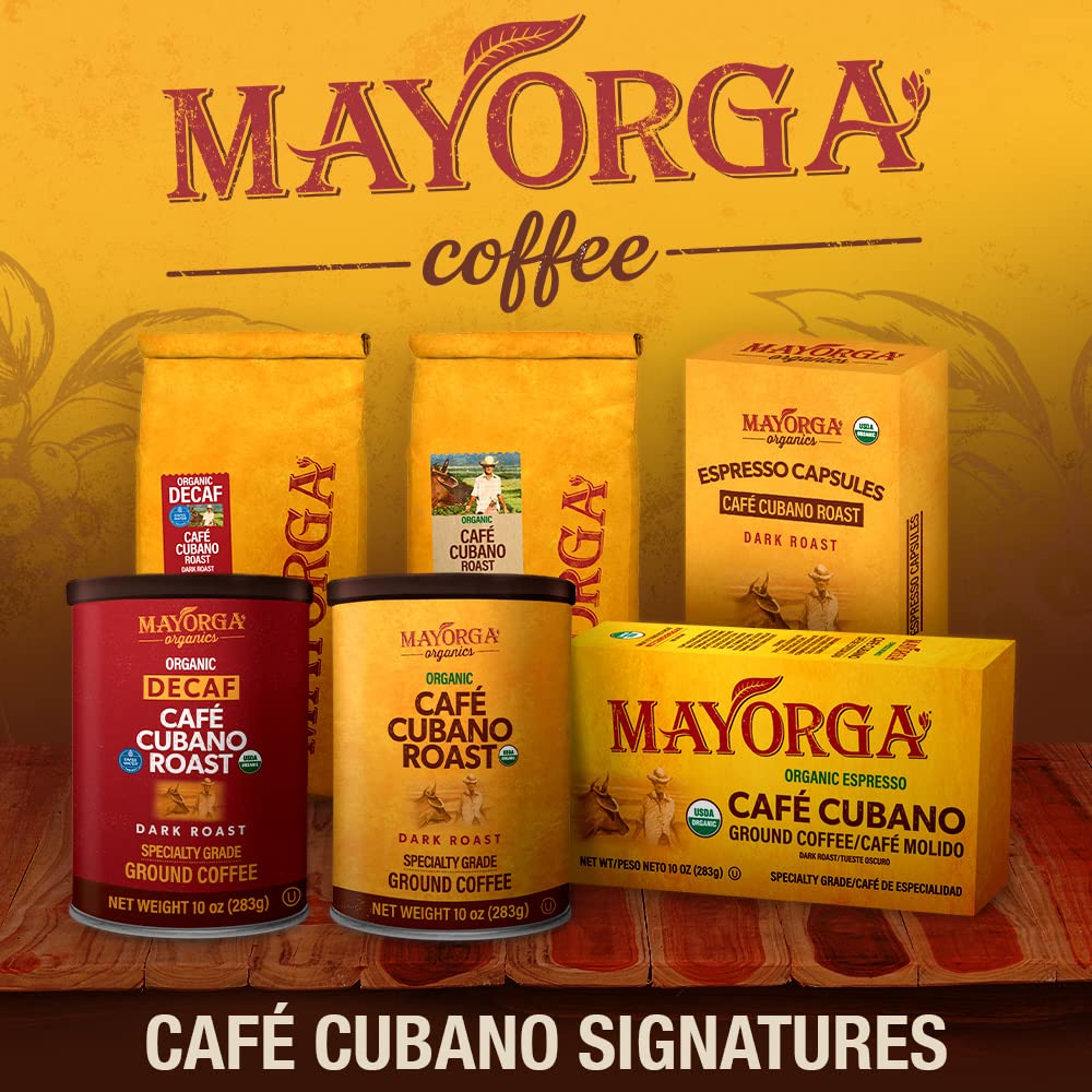 Mayorga Dark Roast Coffee 12oz Cubano Roast Coffee Bag 100% Arabica Whole Coffee Beans - Smoothest Organic Coffee - Specialty Gr