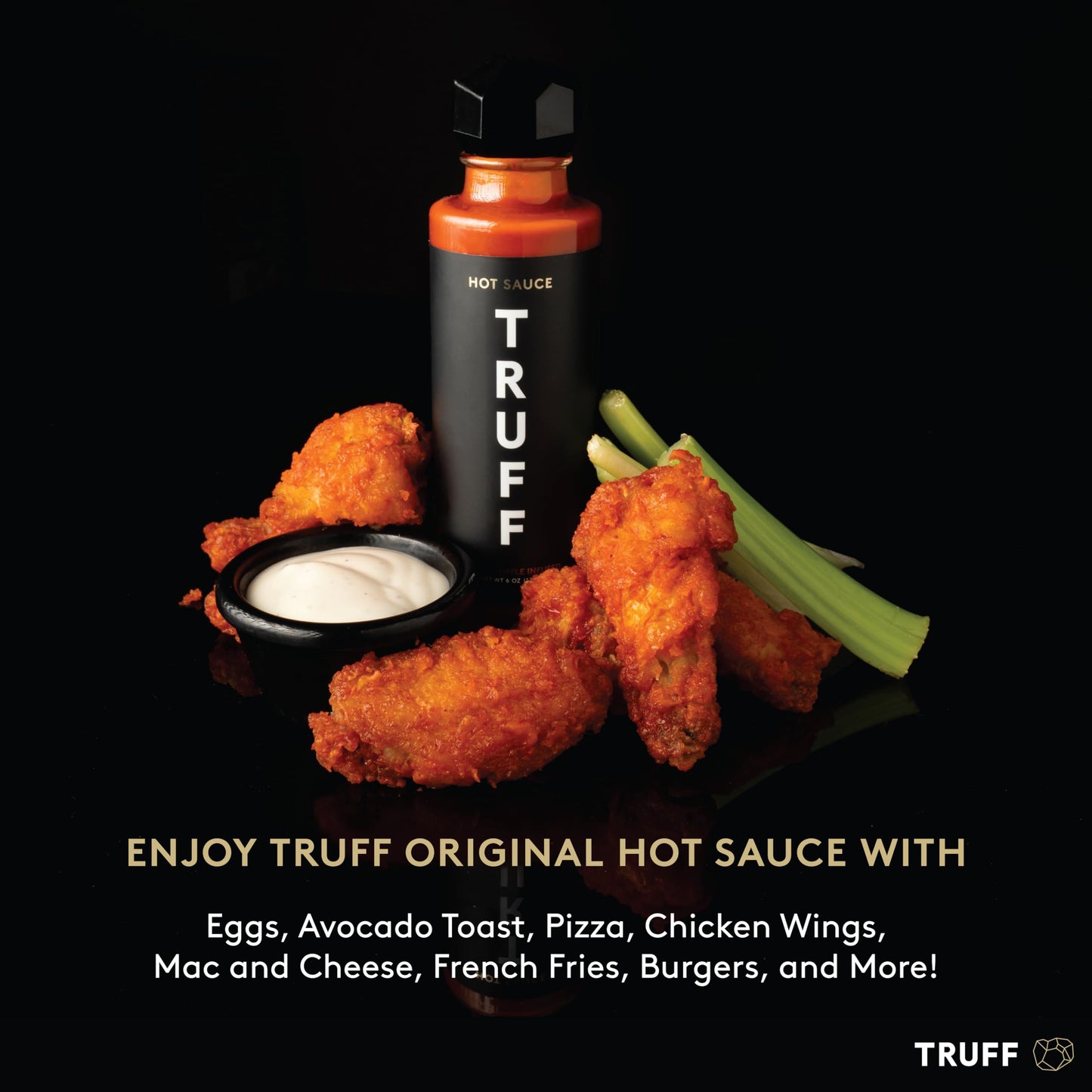 TRUFF Original Black Truffle Hot Sauce, Gourmet Hot Sauce with Ripe Chili Peppers, Black Truffle Oil, Agave Nectar, Unique Flavo