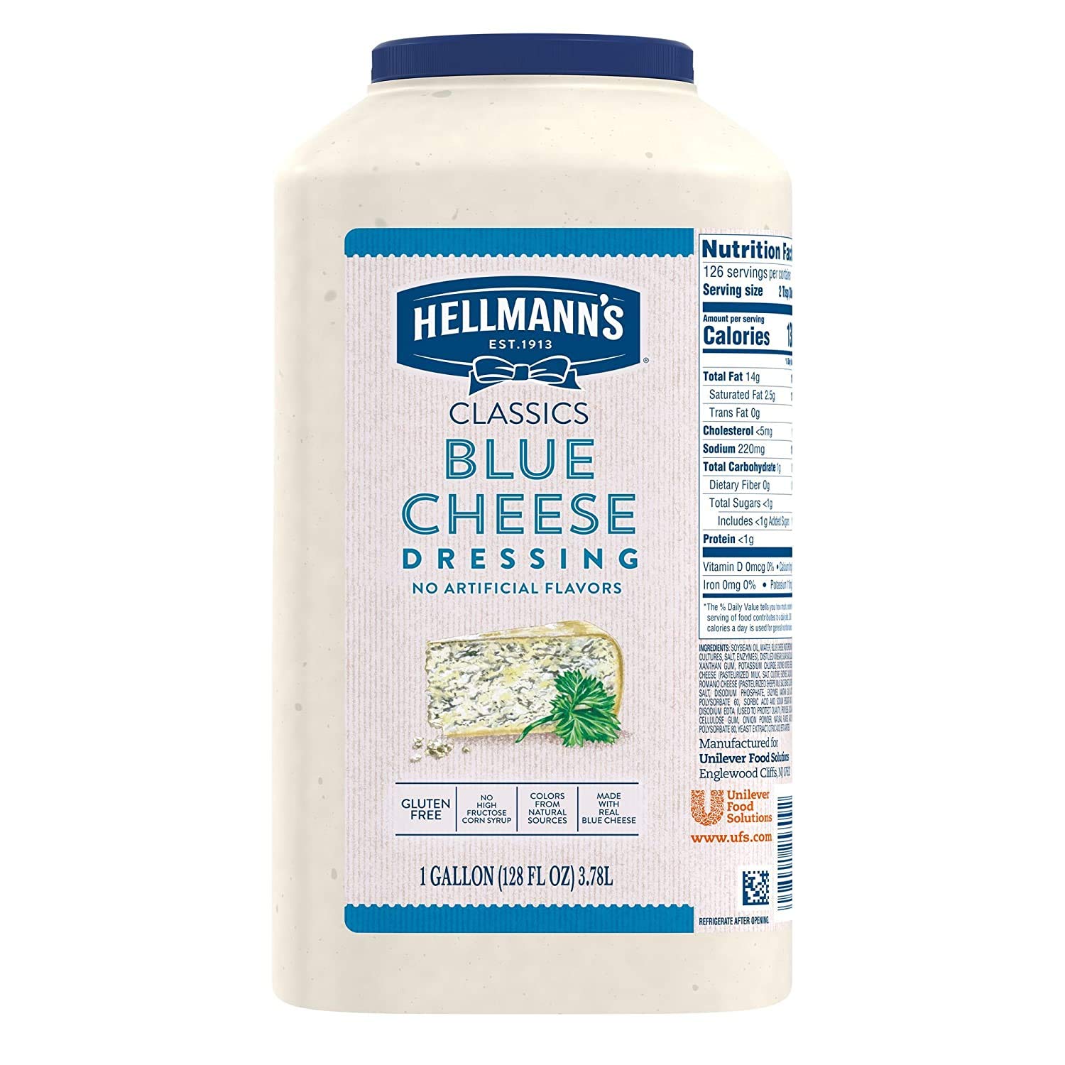Hellmann's Classics Blue Cheese Salad Dressing Jug Gluten Free, No Artificial Flavors or High Fructose Corn Syrup, Colors from N